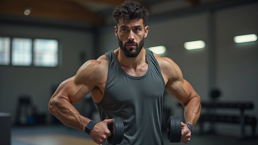 لاعب كرة السلة يقوم بتمارين القوة الأساسية باستخدام الأوزان الحرة في صالة التدريب المعاصرة